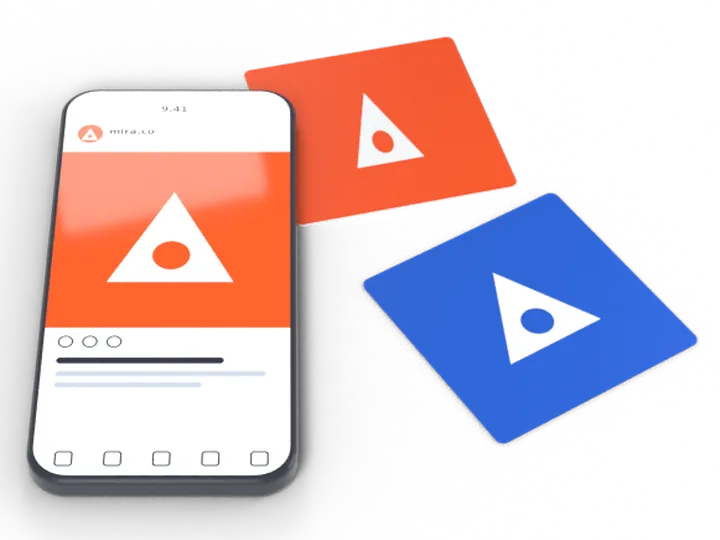Social media post design for a sample brand identity shown on a phone